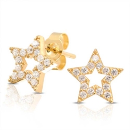 Bling Jewelry Patriotischen Pavé CZ Gold Vermeil Öffnen Stern Ohrstecker 925er Silber