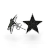 Bling Jewelry Patriotischen Schwarz Stern CZ Bolzen Herren Ohrringe MikroPavé 925er Silber