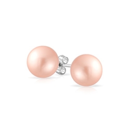 Bling Jewelry Rosa Simulierte Perle Ball Ohrstecker Sterling Silber Größe 8mm