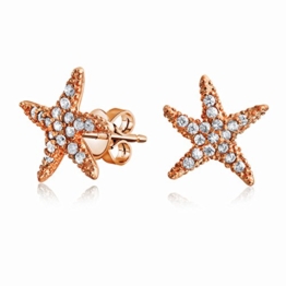 Bling Jewelry Rose Gold Vermeil Pavé CZ Fröhlich Seestern Ohrstecker