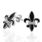 Bling Jewelry Schwarzr Lack Lilie Sterling-Silber Ohrstecker