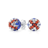 Bling Jewelry Shamballa inspiriert Britische Flagge Union Jack Kristallbolzen-Ohrringe Sterling Silber