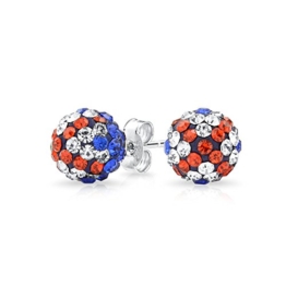 Bling Jewelry Shamballa inspiriert Britische Flagge Union Jack Kristallbolzen-Ohrringe Sterling Silber