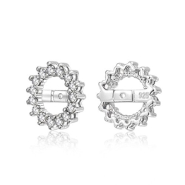 Bling Jewelry Sterling April Geburtsstein CZ Rund Halo Ohrring Jackets für Bolzen