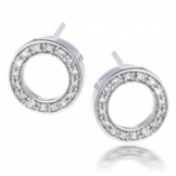 Bling Jewelry Sterling-Silber Pavé CZ Offener Kreis Ohrstecker