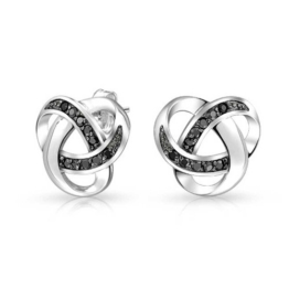 Bling Jewelry Sterling-Silber Schwarz Onyx Farbe Cubic Zirkonia Liebesknoten Bolzen