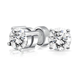 Bling Jewelry Unisex CZ MagnetischeOhrsteckernicht löchrig Silber 7mm