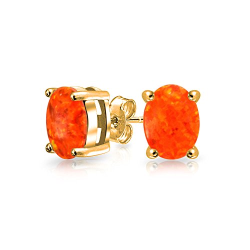 Bling Jewelry Verlobungsring 925 Silber vergoldet Opal Orangefarben Ohrringe Mexikanischer Fire Synthetik