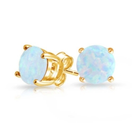 Bling Jewelry Weiß Opal Gold Vermeil Ohrstecker Geburtsstein Oktober 6mm