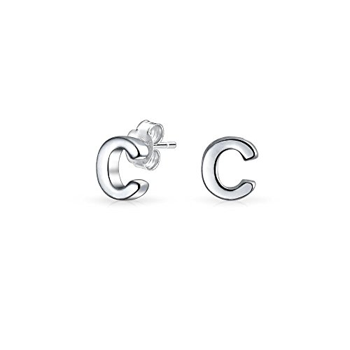Bling Jewelry moderne Alphabet Buchstaben C Erste Sterling Silber Ohrstecker