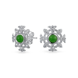 Bling Jewelry simulierten Jade CZ keltische Blume Ohrstecker 925 Sterling Silber