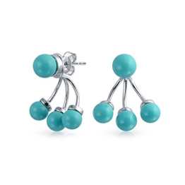 Bling Jewelry synthetischer Türkis Raupe modernen vorderen und hinteren Bolzen 925 Silber