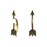 Bling Jewelry vergoldet schwarz silber Spinell Cupids Arrow Ohr Jacken