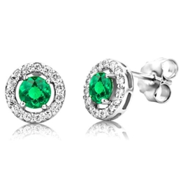 ByJoy Damen-Ohrstecker 925 Sterling-  Rundschliff