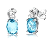 ByJoy Damen-Ohrstecker 925 Sterling- Silber Ovalschliff Blau