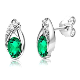 ByJoy Damen-Ohrstecker 925 Sterling- Silber Ovalschliff Blau