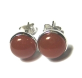 Carneol – ca. 8 mm – Cabochon-Ohrstecker – mit Silberfassung – Edelstein – Ohrring – Edelsteinschmuck – Perlenorring – in Geschenkverpackung – A++ Qualitt