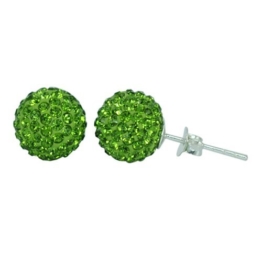 Chic-Net Glitzerkugel Peridot hell grün 10 mm Kristall Ohrstecker Ohrringe 925er Silber Damen Schmuck