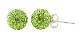 Chic-Net Glitzerkugel Peridot hell grün 8 mm Kristall Ohrstecker Ohrringe 925er Silber Damen Schmuck