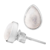 Chic-Net Ohrstecker Mondstein weiß Tropfen 8 mm 925er Sterling Silber Rand Stein Silberohrstecker
