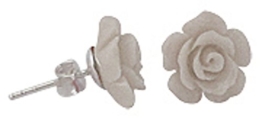 Chic-Net Ohrstecker weiß Koralle Rose Perlen Sterling Silber Ohrringe Damen Schmuck
