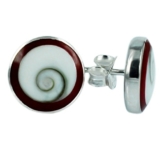 Chic-Net Shivaauge koralle rund 8 mm Silberohrstecker Ohrringe Ohrstecker 925er Silber Shiva Auge Eye Damen Schmuck
