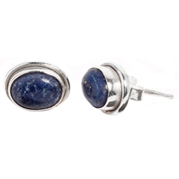 Chic-Net Silberohrstecker Lapislazuli oval Ohrringe Ohrstecker Damen Ohrring Stecker 925er Sterling Silber