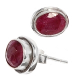 Chic-Net Silberohrstecker Rubin oval Ohrringe Ohrstecker Damen Ohrring Stecker 925er Sterling Silber