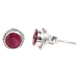 Chic-Net Silberohrstecker Rubin rund Ohrringe Ohrstecker Damen Ohrring Stecker 925er Sterling Silber Stein