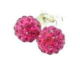 Crystals&Stones *KUGEL* 10 mm 925 Sterlingsilber Ohrstecker Farbe *Fuchsia* Schön Damen Ohrringe mit Kristallen von Swarovski Elements – Wunderbare Ohrringe mit Geschenkbox GWT/8