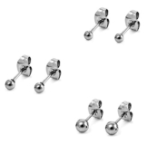 DTPsilver -Damen – Ohrringe 925 Sterling Silber Kugel Set Paare 3 Ohrstecker 2 mm, 3 mm, 4 mm