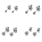 DTPsilver -Damen – Ohrringe 925 Sterling Silber Kugel Set Paare 4 Ohrstecker 2 mm , 3 mm , 4 mm , 5 mm