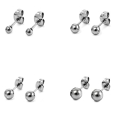 DTPsilver -Damen – Ohrringe 925 Sterling Silber Kugel Set Paare 4 Ohrstecker 3 mm , 4 mm , 5 mm , 6 mm