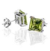 DTPsilver -Damen – Ohrringe 925 Sterling Silber mit Edelsteine Quadratisch Ohrstecker 7 x 7 mm