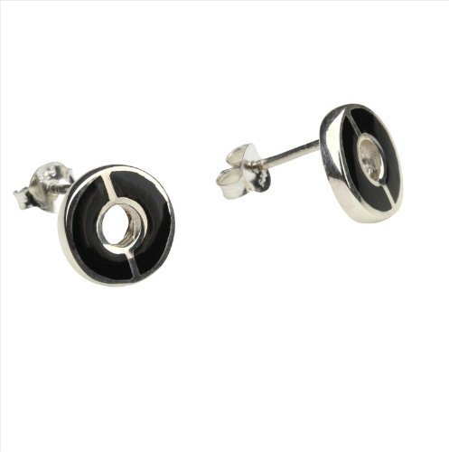 DTPsilver -Damen – Ohrringe 925 Sterling Silber mit Onyx Ohrstecker – Rundeform