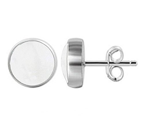 DTPsilver -Damen – Ohrringe 925 Sterling Silber mit Perlmutt Runde Ohrstecker