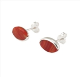 DTPsilver Damen-Ohrringe / Ohrstecker quadratisch Sterlingsilber Koralle Rot
