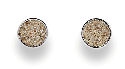 DUR: schlichte runde Ohrstecker mit echtem Strandsand, Sterling-Silber 925