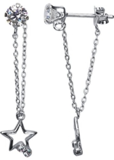 Daily Yasmin Ohrstecker Stern an Kettchen Silber Zirkonia