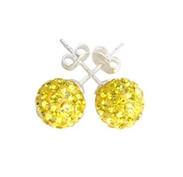 Damen – Zirkonia Kristalle gelb Kristallkugel 925 Sterling Silber Ohrringe Schmuck