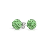 Damen – Zirkonia Kristalle grün Kristallkugel 925 Sterling Silber Ohrringe Schmuck