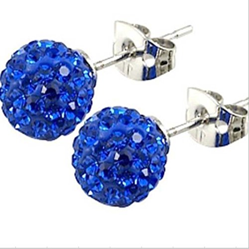Damen – blau Zirkonia Kristalle Ball 925 Sterling Silber Ohrringe Schmuck