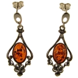 Damen-Ohrhänger Sterling-Silber 925 mit Bernstein / Schmuck / Ohrclips / Ohrringe / Creolen / Ohrhänger / Ohrstecker