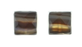 Damen Ohrringe Stecker facettiert Sardonyx eckig 925 Sterling Silber