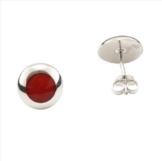 Damen-Ohrstecker rund Sterlingsilber 925 Koralle Rot