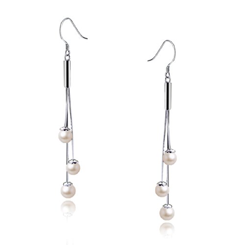 Damen Perlen“Chic“ 925 Sterling Silber Süßwasser Perle Ohrringe