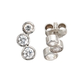 Damen Silber Ohrstecker / Ohrringe aus 925 Sterling Silber rhodiniert 6 Zirkonia