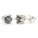 Damen Silber Ohrstecker aus echtem Labradorit, 925 Sterling Silber, 15mm, 2g