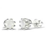 Damen Silber Ohrstecker aus echtem Mondstein, 925 Sterling Silber, 15mm, 2g