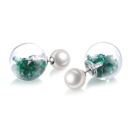 Doppelseitig Ball Bead Silber Ohrstecker bunte Swarovski Stein Crystal Ball Größe 14 mm